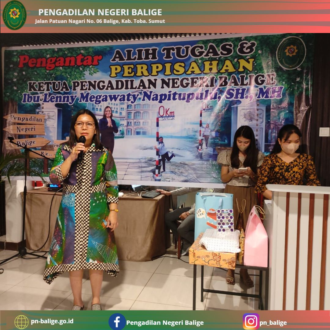 Pengantar Alih Tugas dan Perpisahan Ketua Pengadilan Negeri Balige